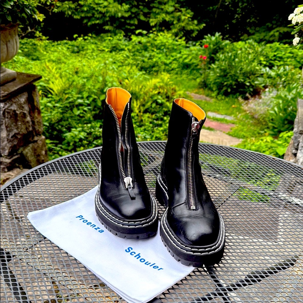 Proenza Schouler lug sole boots with white stitching